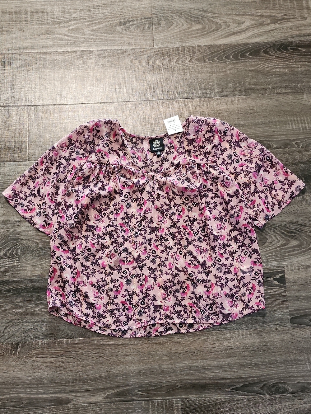 🌵 Bobeau Pink Floral Ruffle Short-Sleeve Blouse 🌵